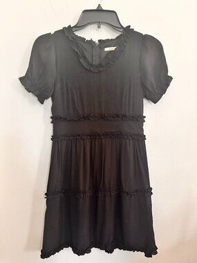 Mi Ami Black Ruffle Tiered Babydoll Dress – Short Sleeve Girls Size 12